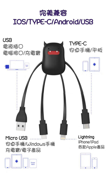 Te2nome三用手機快充電線 I 3合1快充電線【星期日截單，7-10個工作天發貨】